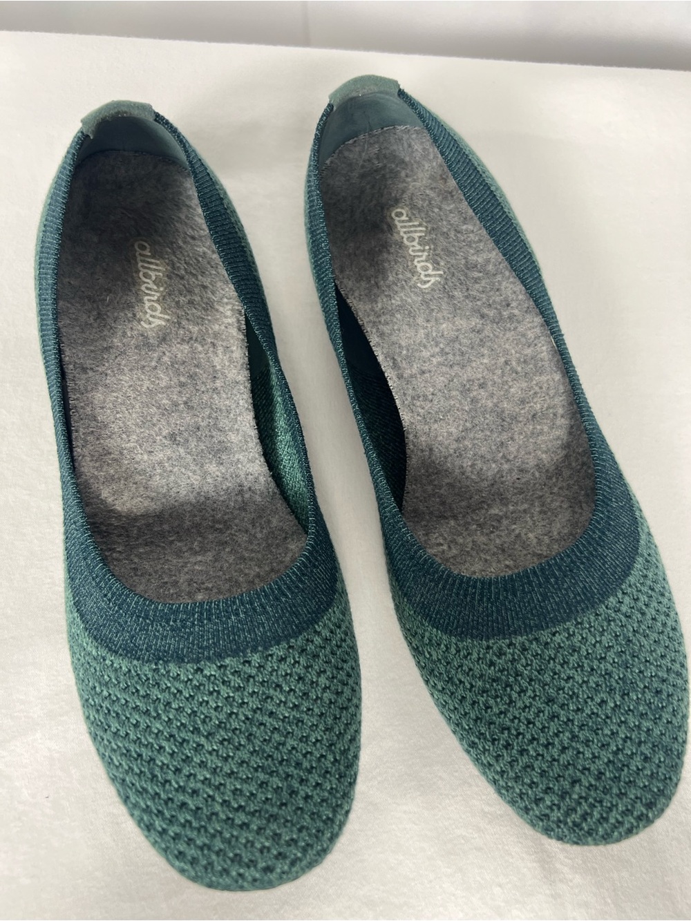 Allbirds Tree Breezers ballet flats in sage green.